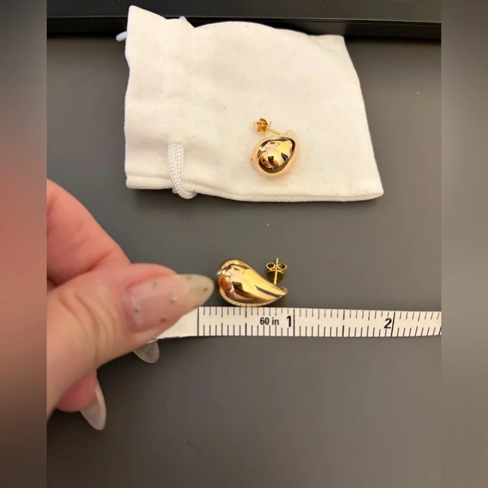 14k Gold Teardrop Earrings - Picture 4 of 8